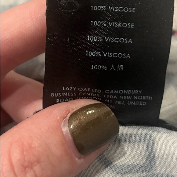 Lazy Oaf Large Nip It In The Bud Short Sleeve Button-Down Viscose Floral Shirt - Picture 9 of 9